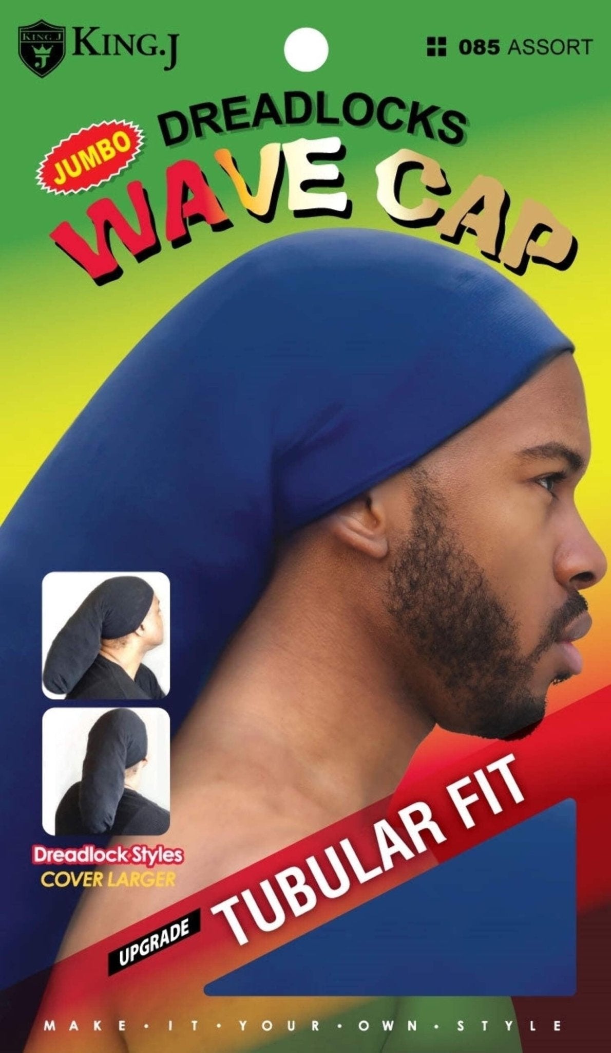 King J Dreadlocks Wave Cap, Jumbo Size, Black