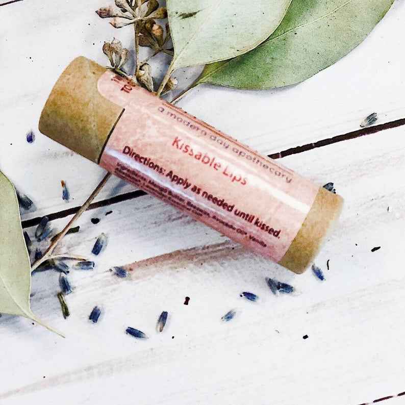 Kissable Lips / Chapstick Lip Balm / PAPERBOARD Tube by Butter Me Up Organics