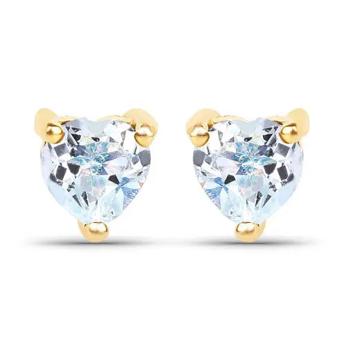 0.70 Carat Genuine Blue Topaz 14K Yellow Gold Earrings