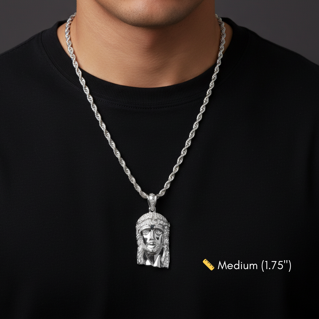 Jesus Piece Pendant in 925 Sterling Silver
