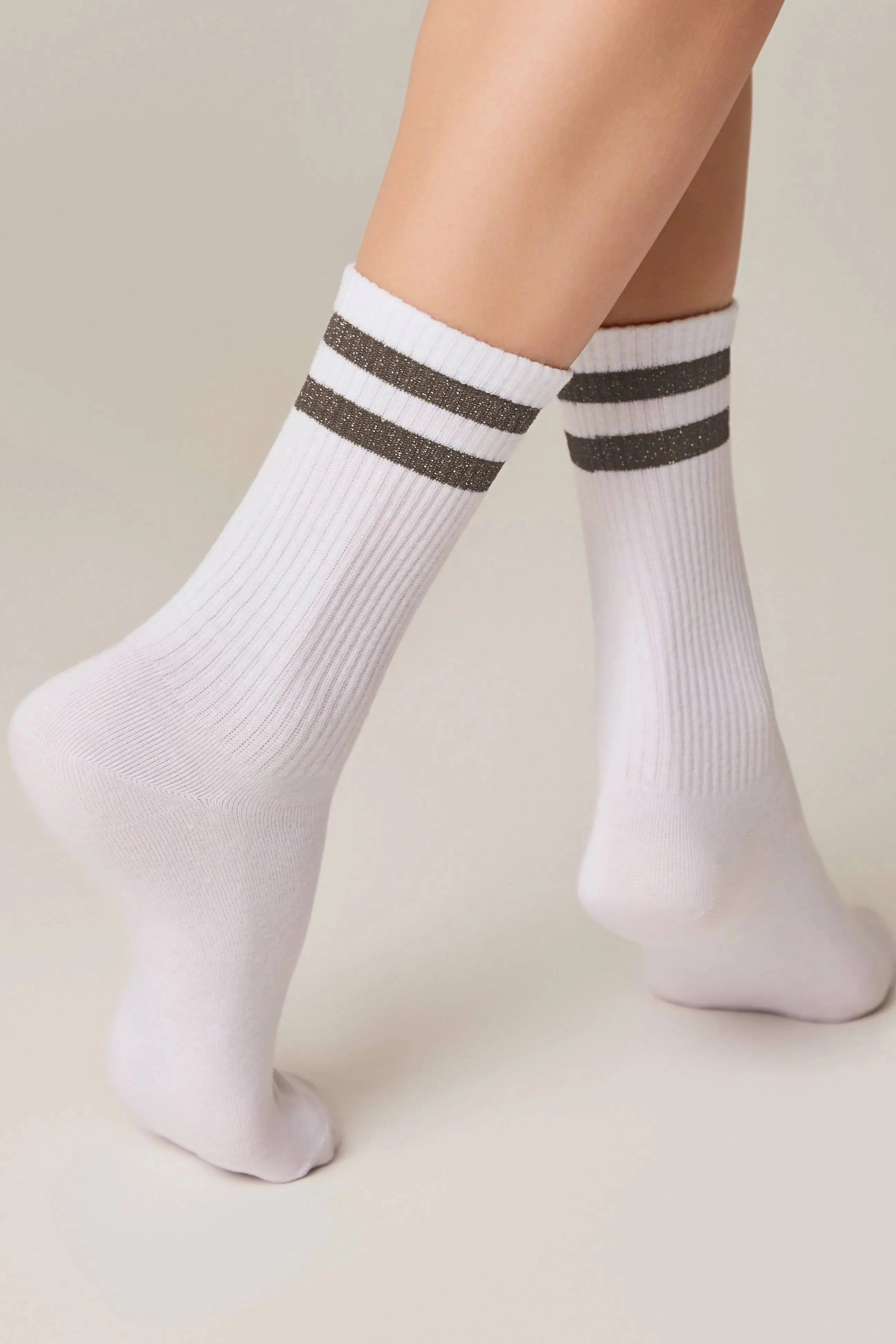 Conte Cotton Long Socks Active 157 - Lurex Stripes - DestGlow