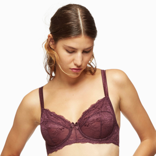 Blush Harlow Full Figure Lace Unlined Underwire Bra - Purple (Size 36F)