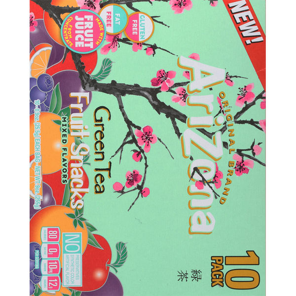 AriZona Fruit Snacks, Mixed Flavors, Green Tea, 10 Pack
