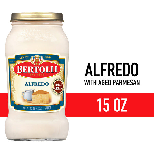 Bertolli Alfredo Sauce with Aged Parmesan Cheese, Made with Fresh Cream and Real Butter, 15 oz