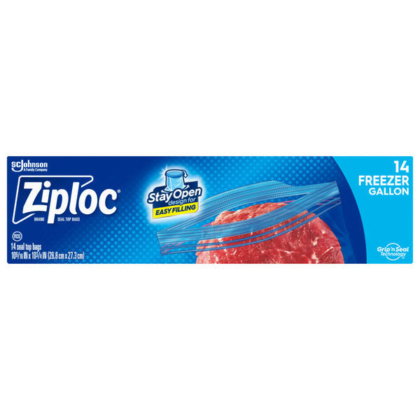 Ziploc Freezer Bags with Stay Open Design for Easy Filling