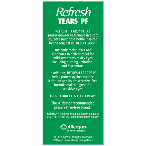 Refresh Tears PF Preservative-Free Artificial Tears Lubricant Eye Drops