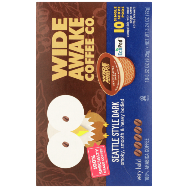 Wide Awake Very Bold Roast Seattle Style Dark 100% Arabica Coffee Single Serve Pods