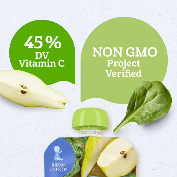 Gerber Stage 2 Baby Food Organic Pear Spinach Puree Pouch