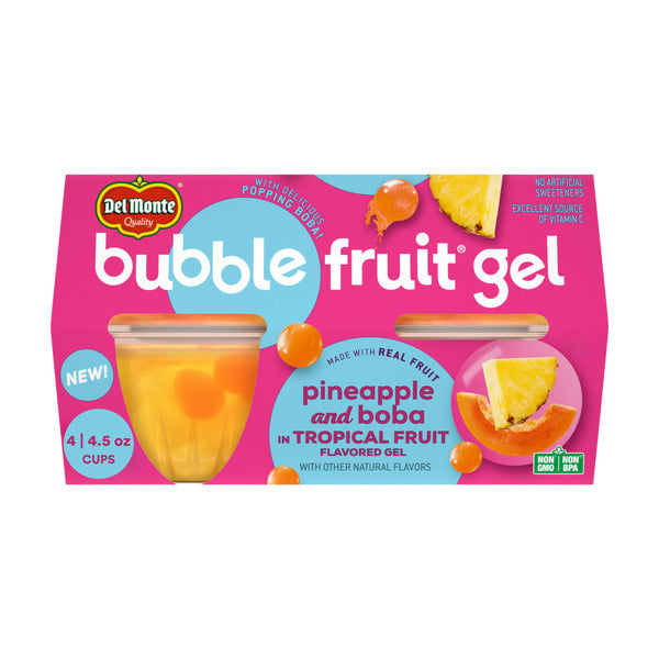 Del Monte Bubble Fruit Gel Pineapple and Boba in Tropical Fruit Flavored Gel Fruit Cups