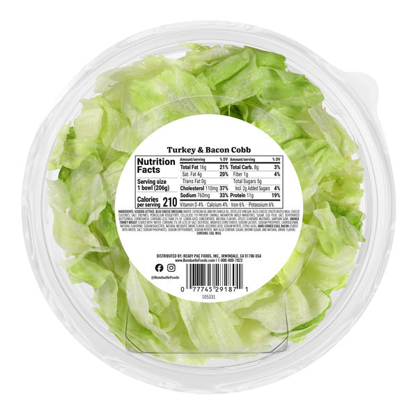 Bonduelle Bistro Turkey & Bacon Cobb Salad Bowl with Bleu Cheese Dressing