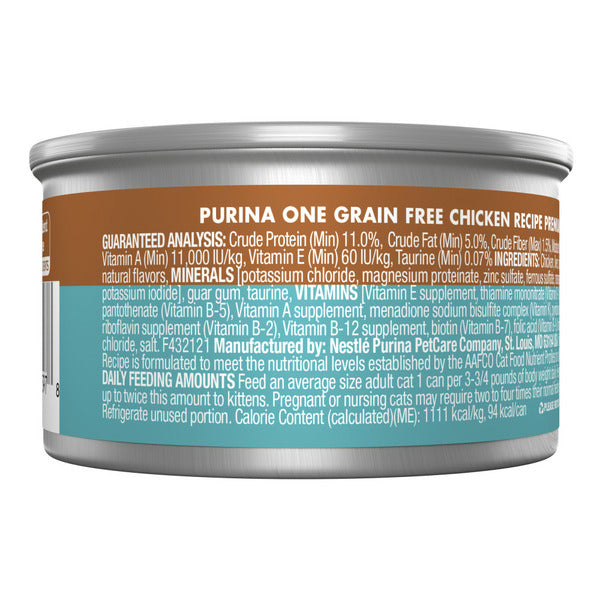 Purina ONE Natural, Grain Free Wet Cat Food Pate, Chicken Recipe