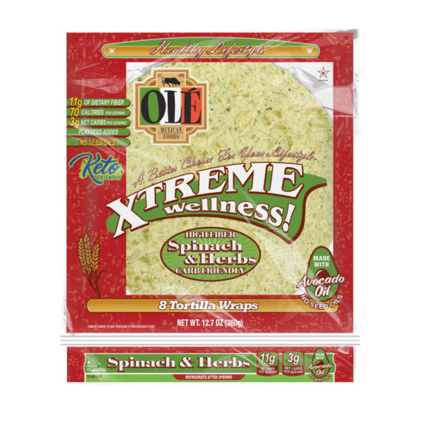 Ole Xtreme Wellness Spinach & Herbs Keto Friendly Tortilla Wraps