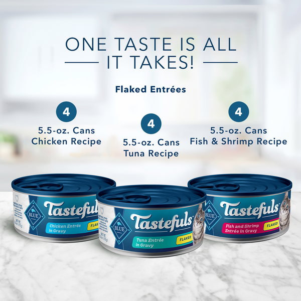 Blue Buffalo Tastefuls Flaked Wet Cat Food, Tuna, Chicken and Fish & Shrimp Variety Pack DestGlow