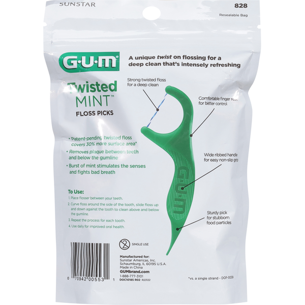 GUM Floss Picks, Intense Mint