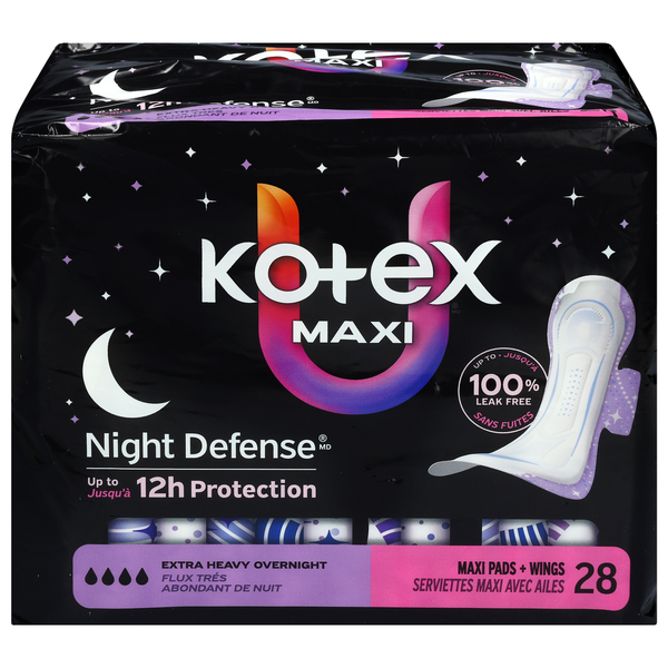 U by Kotex Extra Heavy Overnight Maxi Pads + Wings