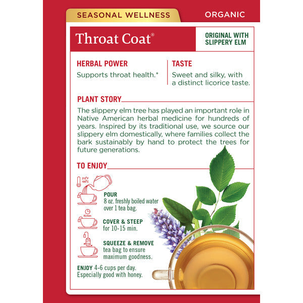 Traditional Medicinals Organic Throat Coat, Caffeine Free Herbal Tea