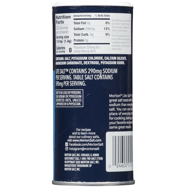 Morton 50% Less Sodium Iodized Salt & Potassium Chloride