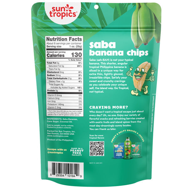 Sun Tropics Saba Banana Chips, Original