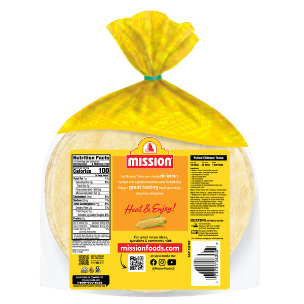 Mission Super Soft Yellow Corn Tortillas, 30 Count