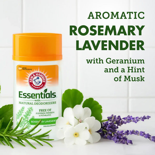 Arm & Hammer Essentials Deodorant- Fresh Rosemary Lavender- Solid Oval-- Made With Natural Deodorizers- Free From Aluminum