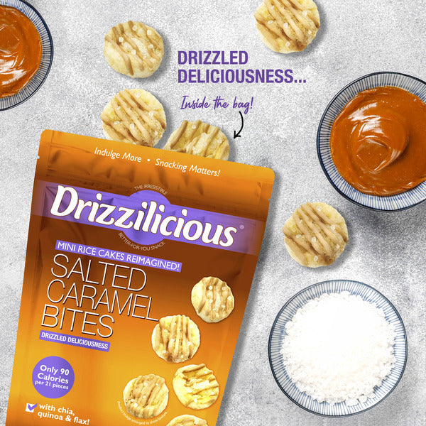 Drizzilicious Mini Rice Cake Bites, Salted Caramel!