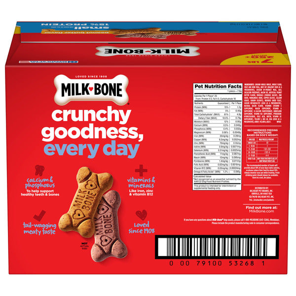 Milk-Bone Peanut Butter Flavor Dog Biscuits, Naturally & Artificially Flavored, 7 Lb. Box