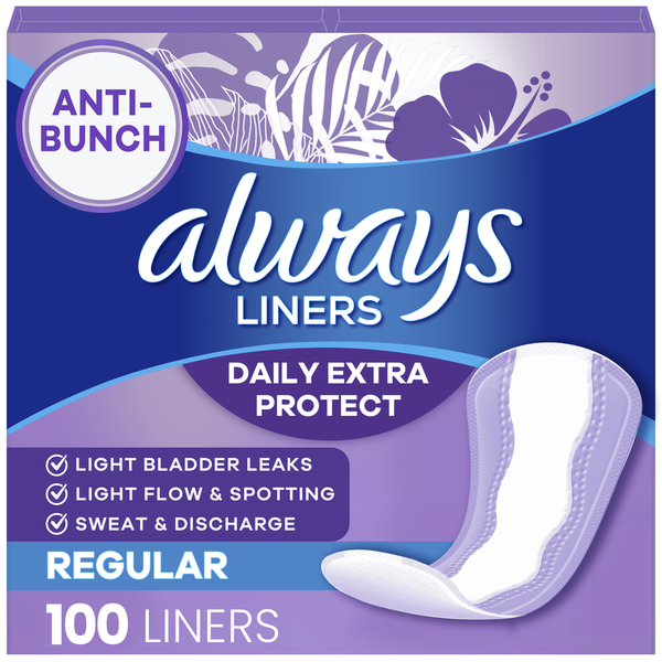 Always Daily Extra Protect Liners, Regular Length, Unscented Panty Liners
