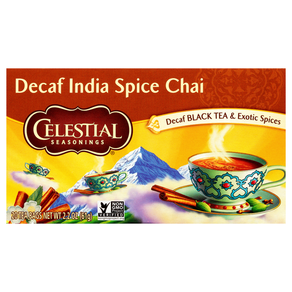 Celestial Seasonings Black Tea & Exotic Spices, Decaf India Spice Chai, Tea Bags