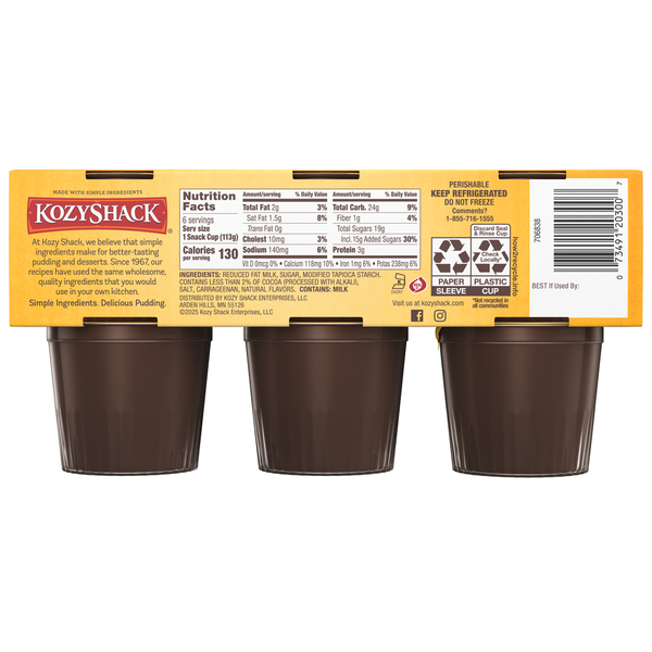 Kozy Shack Chocolate Pudding, Gluten Free Dessert
