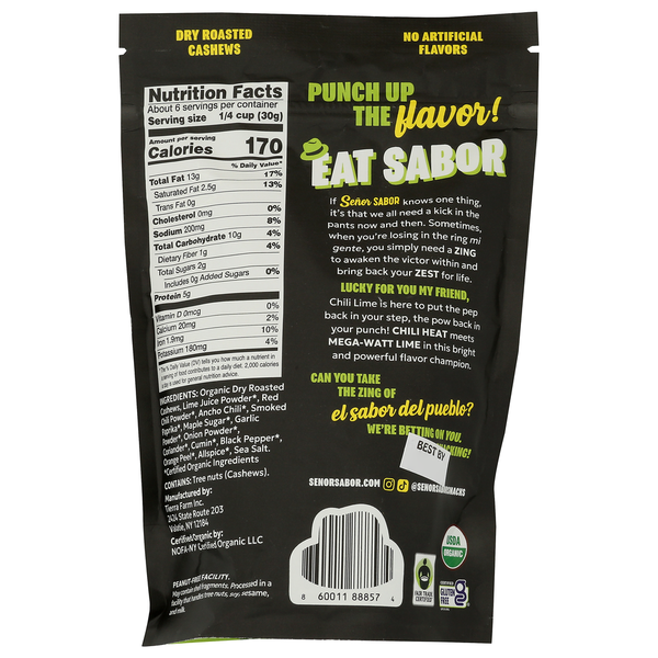 Senor Sabor Organic Fair Trade Chili Lime Cashews