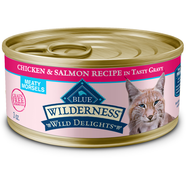 Blue Buffalo Wilderness Delights Meaty Wet Cat Food, Chicken & Salmon in Gravy