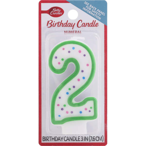 Betty Crocker Birthday Candle, Numeral 2, 3 Inch