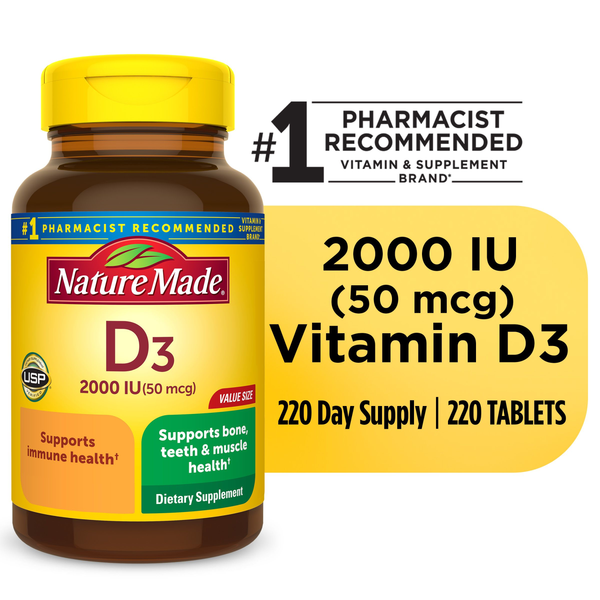 Nature Made Vitamin D3 2000 IU (50 mcg) Tablets