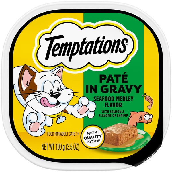 TEMPTATIONS Wet Cat Food, Seafood Medley Flavor Pate in Gravy