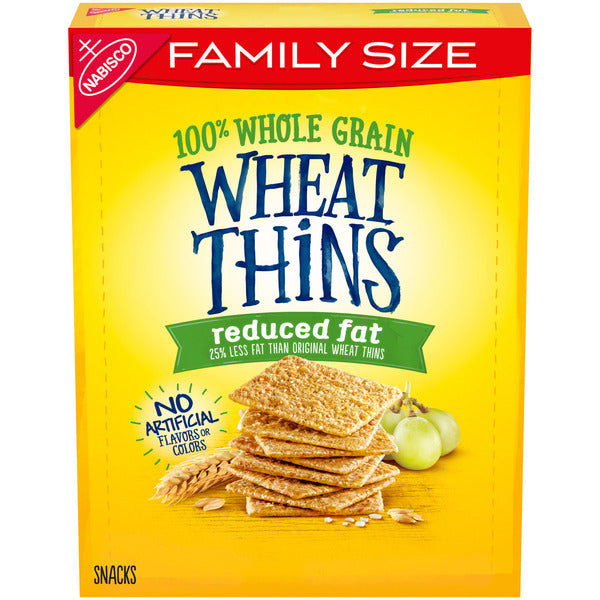 WHEAT THINS Reduced Fat Snacks, Whole Grain Wheat Crackers, Snack Crackers, Family Size 13 oz