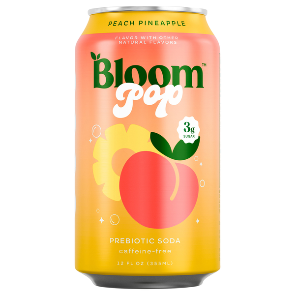 Bloom Pop Caffeine Free Peach Pineapple Prebiotic Soda