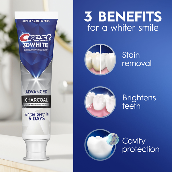 Crest 3DWhite Advanced Toothpaste, Charcoal