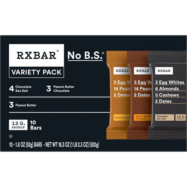 RXBAR Variety Pack Protein Bars, Protein Snack, 10 Count