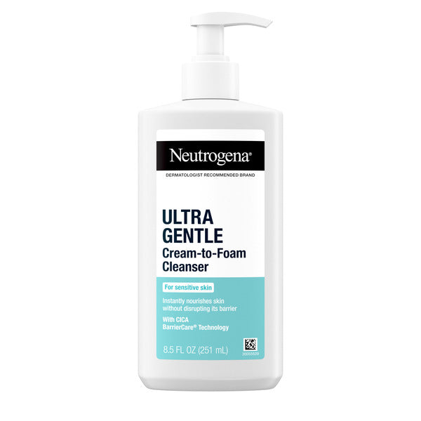 Neutrogena Ultra Gentle Cream-to-Foam Cleanser, Fragrance-Free, 8.5 oz