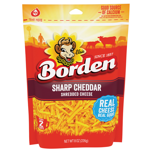 Borden Regular Shredded Cheese, Sharp Cheddar