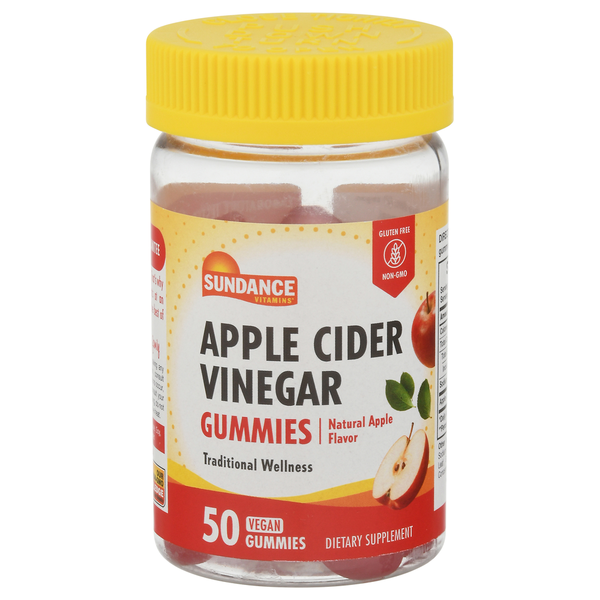 Sundance Vitamins Apple Cider Vinegar, Natural Apple Flavor, Vegan Gummies