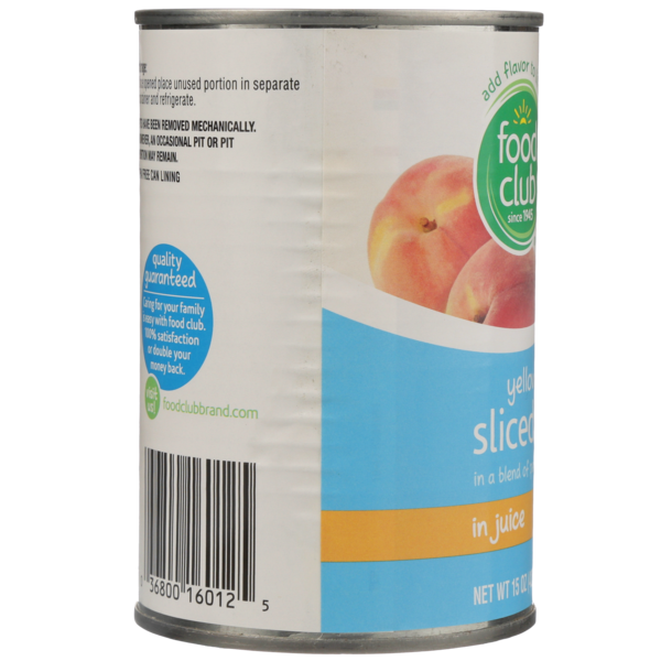 Food Club Yellow Cling Sliced Peaches In A Blend Of Peach & Pear 100% Juice From Concentrate DestGlow
