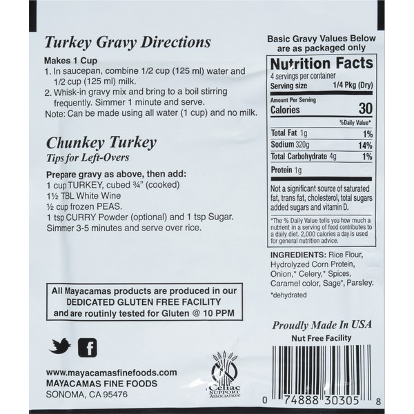 Mayacamas Fine Foods Gravy Mix, Gluten Free, Turkey Flavored
