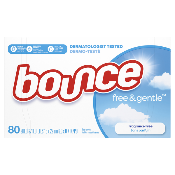 Bounce Free & Gentle Fabric Softener Dryer Sheets