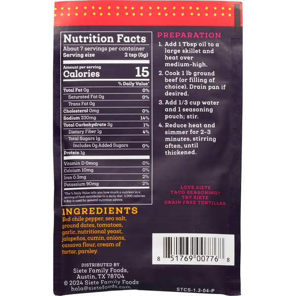 Siete Spicy Taco Seasoning