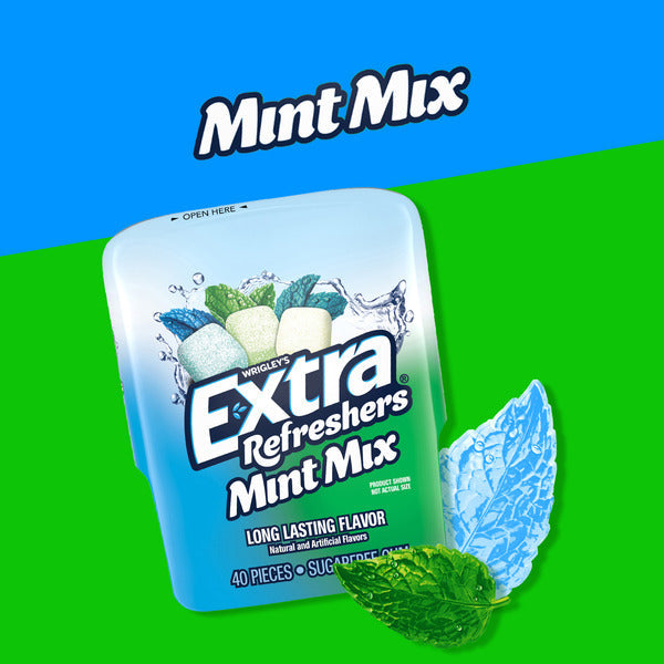 Extra Gum Refreshers Mint Mix Sugar Free Chewing Gum Piece Bottle