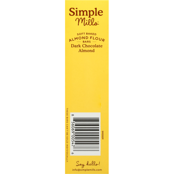 Simple Mills Soft Baked Almond Flour Bars, Dark Chocolate Almond