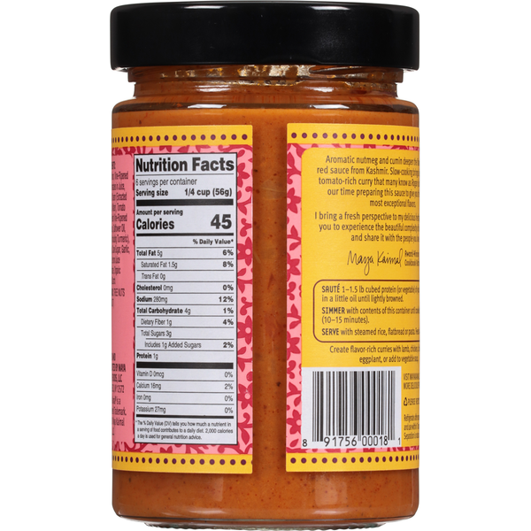 Maya Kaimal Indian Simmer Sauce, Kashmiri Curry, Mild