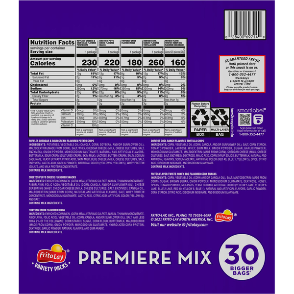 Frito Lay Snacks Premiere Mix Variety