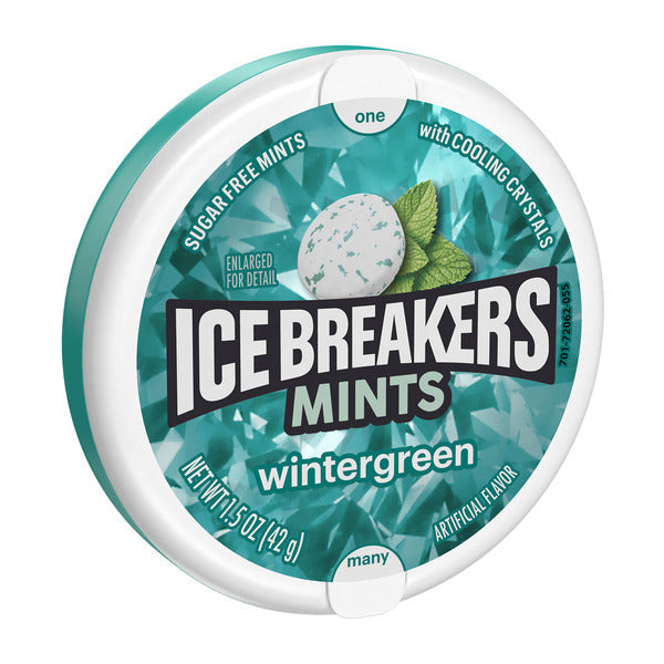 ICE BREAKERS Wintergreen Flavored Sugar Free Mints Puck, 1.5 oz